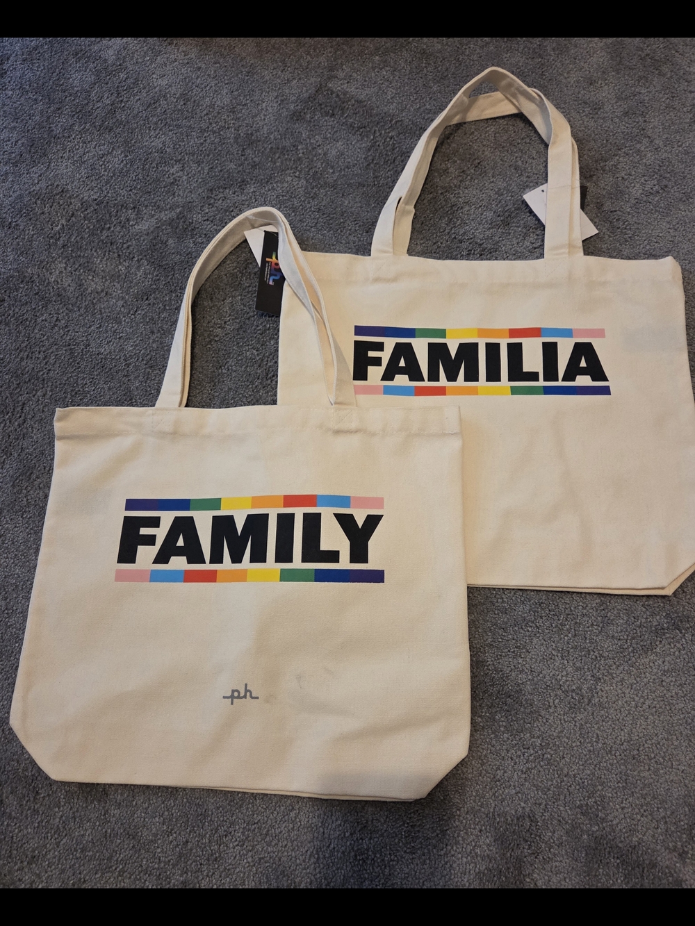 2 Pride Themed "Family/Familia" Canvas Totes